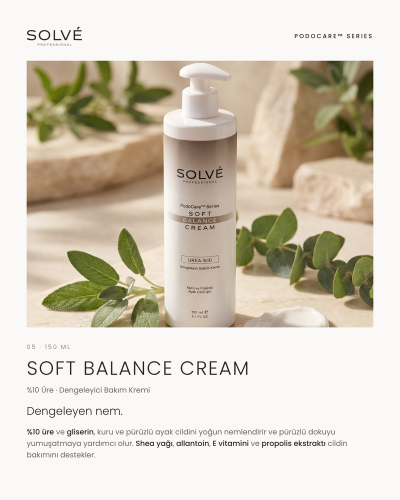 SOLVÉ PodoCare™ Soft Balance Cream — %10 Üre Dengeleyici Bakım Kremi 150 ml