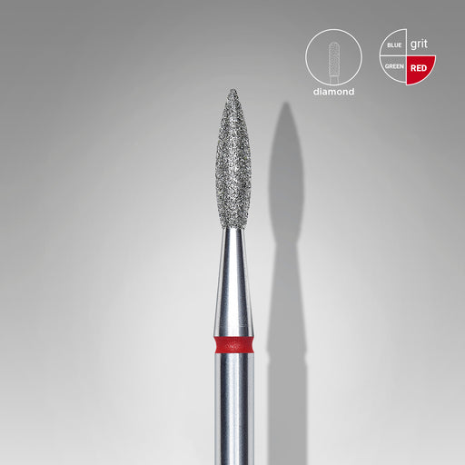 Staleks Elmas Freze Ucu Sivri Alev Kırmızı EXPERT (Baş Çapı 2,1 mm / Çalışma Boyu 8 mm) FA11R021/8