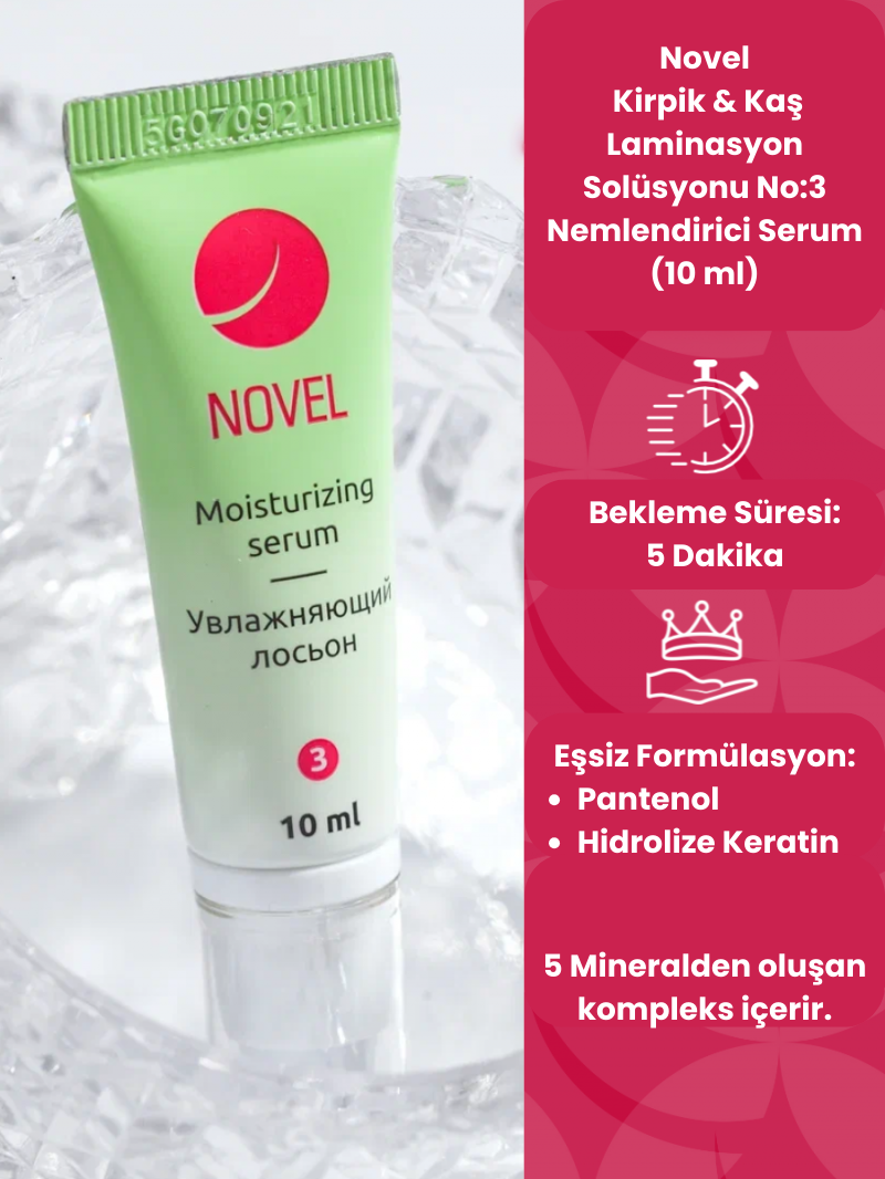 Novel Kirpik & Kaş Laminasyon Solüsyonu No:3 Nemlendirici Serum (10 ml)