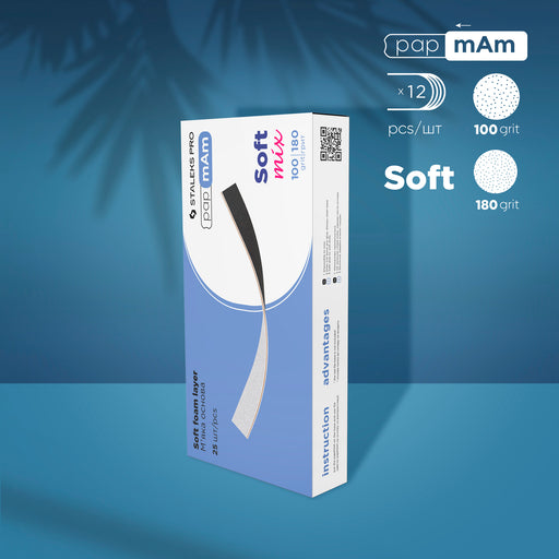 Staleks Tek Kullanımlık Çift Taraflı papmAm Mix Törpü (Yumuşak Süngerli) EXPERT 20 (100/180 Grit) (25 Adet) DFCEMix-20-100/180
