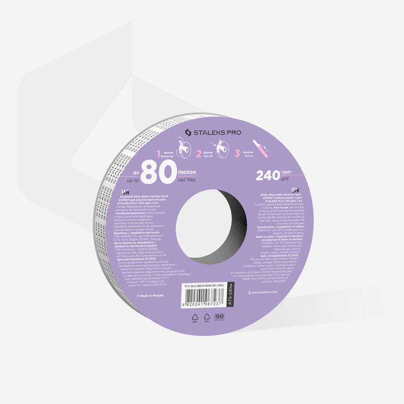 Staleks Tek Kullanımlık Beyaz Aşındırıcı Bant EXPERT 240 Grit (Plastik Kutu İçin) ATS-240w - görsel 2