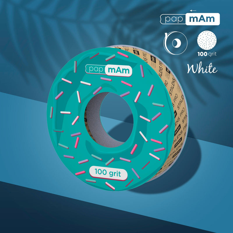Staleks Tek Kullanımlık Beyaz Aşındırıcı Bant papmAm EXPERT 100 Grit (Plastik Kutu İçin) ATSC-100w