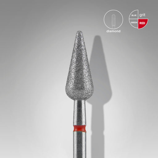 Staleks Elmas Freze Ucu Sivri Armut Kırmızı EXPERT (Baş Çapı 5 mm / Çalışma Boyu 12 mm) FA100R050/12
