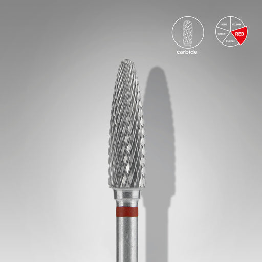 Staleks Karbür Freze Ucu Mısır (Corn) Kırmızı EXPERT (Baş Çapı 4 mm / Çalışma Boyu 14 mm) FT90R040/14