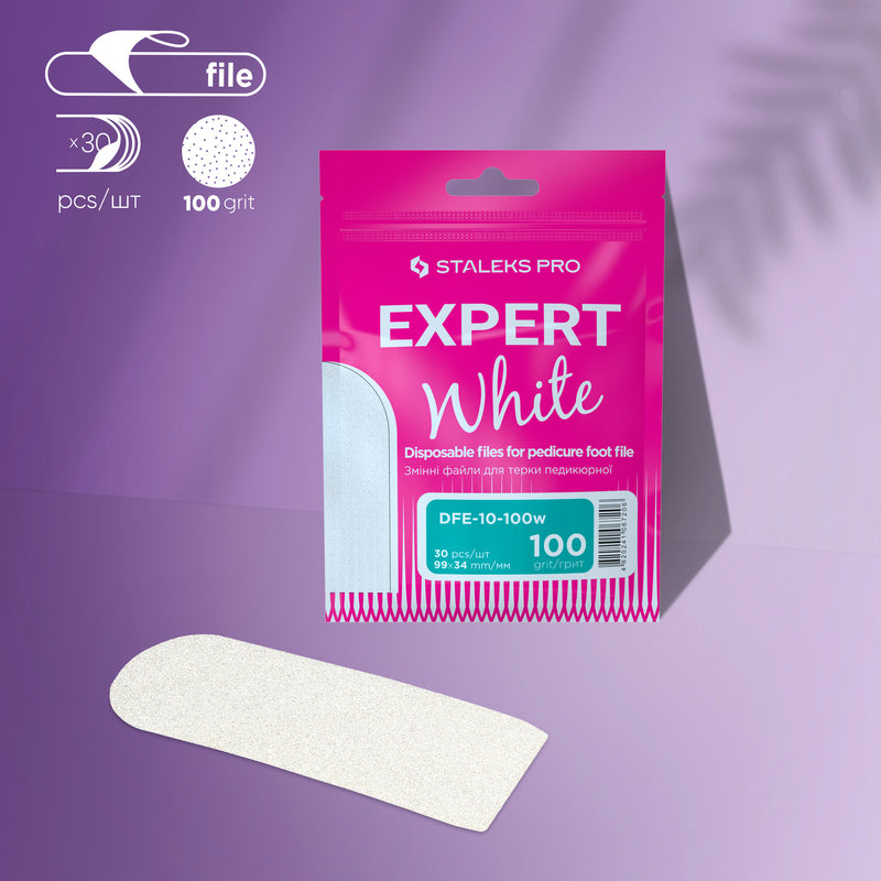 Staleks Pedikür Rendesi İçin Tek Kullanımlık Beyaz Törpü EXPERT 10 (100 Grit) (30 Adet) DFE-10-100w
