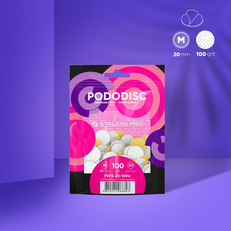 Staleks Pedikür Diski İçin Yumuşak Sünger Katmanlı Tek Kullanımlık Beyaz Törpü PODODISC M EXPERT (100 grit) (50 adet) PDFS-20-100w