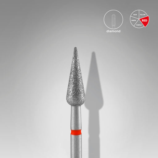 Staleks Elmas Freze Ucu Sivri Armut Kırmızı EXPERT (Baş Çapı 4 mm / Çalışma Boyu 12 mm) FA100R040/12