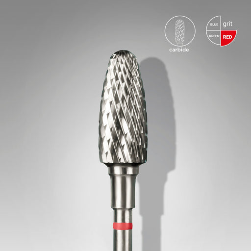 Staleks Karbür Freze Ucu Mısır (Corn) Kırmızı EXPERT (Baş Çapı 6 mm / Çalışma Boyu 14 mm) FT90R060/14