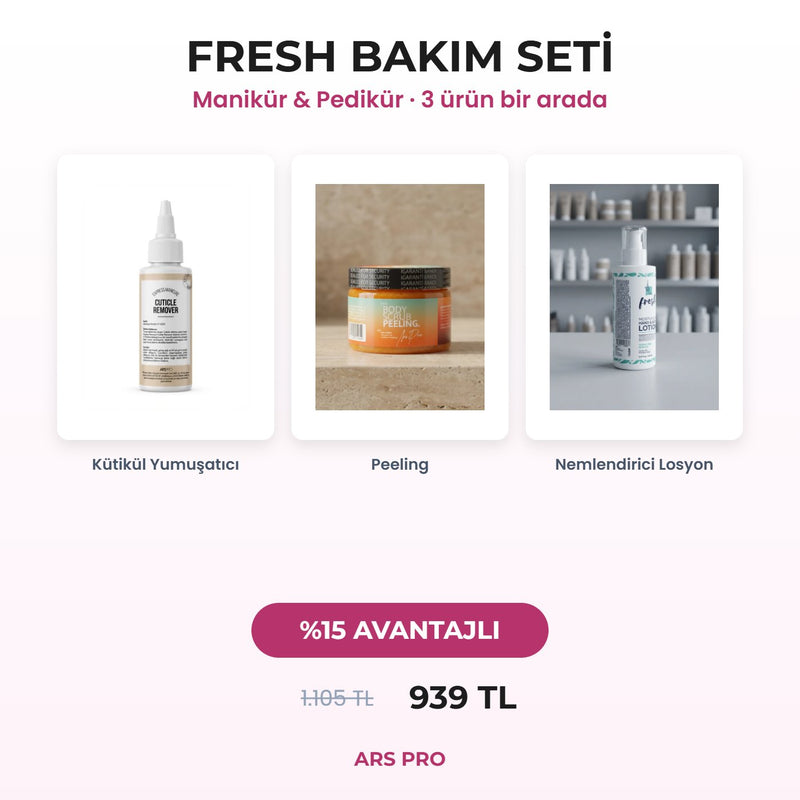 Fresh Manikür & Pedikür Bakım Seti – peeling, losyon ve kütikül yumuşatıcı, %15 avantajlı